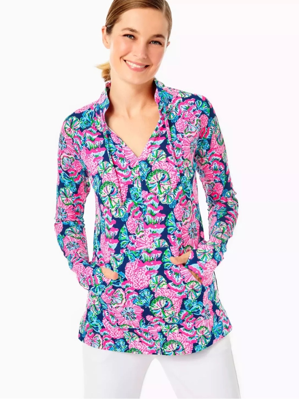 Lilly Pulitzer Luxletic Cassi popover UPF 50+ Shroom With A View